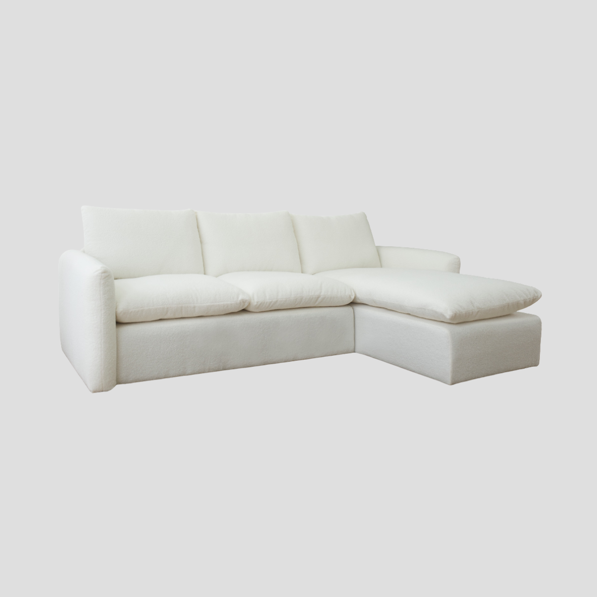Sofa L-Shape รุ่น ELSA ขนาด 2.30m. หุ้มผ้า Fluffy Fabric สไตล์มูจิ