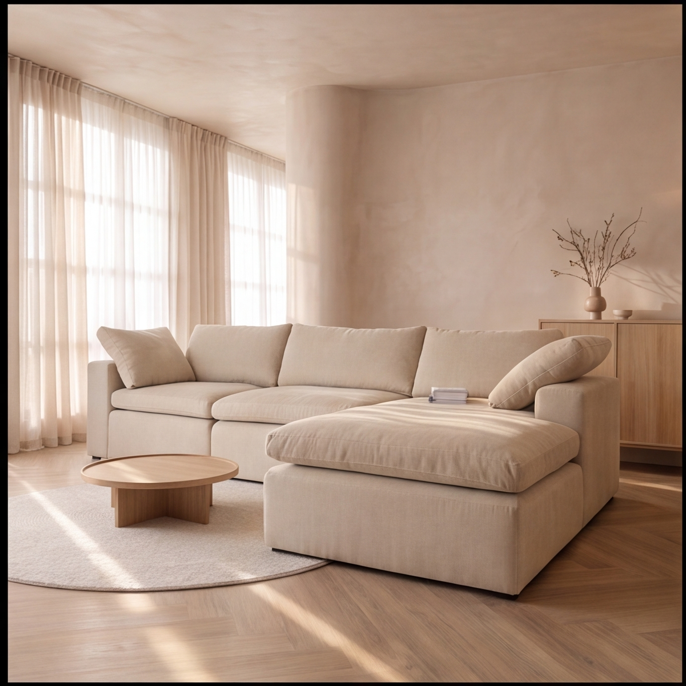 Sofa L-Shape รุ่น ANNA Modular Set หุ้มผ้า USA Smart Clean Fabric